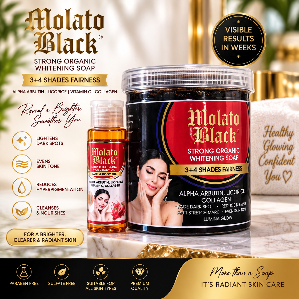 Molato Black Strong Organic Whitening Soap