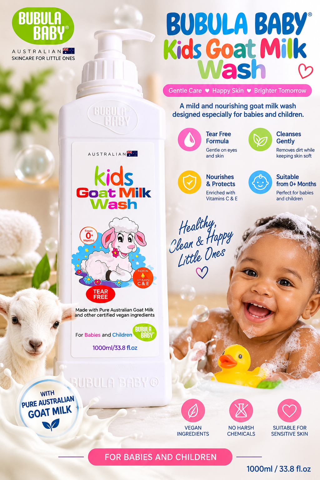 Bubula Baby Kids Goat Milk Wash – 1000ml
